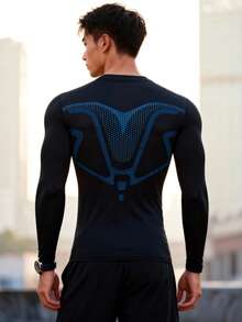 5-Pack Men's Long Sleeve Compression Shirts, Quick Dry Breathable Workout Tops, Tech Striped Athletic Tees With Boyfriend Style For Gym, Running, Sports & Casual Wear - Black - View 7