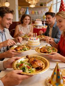40-80pcs/Set Disposable Paper Plates, Gold Color, 7/9 Inch Round, Suitable For Decorating Desserts, Cakes And Party Supplies In Bulk, Suitable For Birthday, Wedding, Picnic, Holiday Club And Other Occasions - Multicolor - View 2