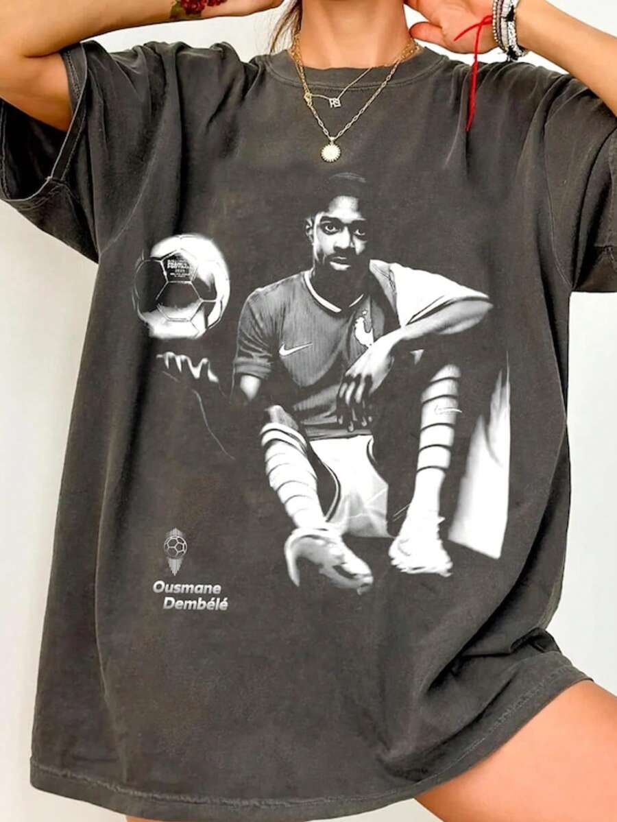 Ousmane Dembélé _ Soccer Fan Tee, Sports Merchandise - 黑色 - 查看 1