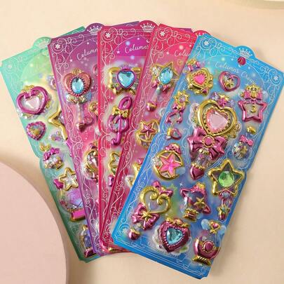 3D Glitter Stickers, Cute Girl Magic Wand Stickers, Suitable As Reward Gifts, DIY Phone Case Decorations, Adorable And Fun, Can Be Used To Decorate Water Bottles, Refrigerators, Phones, Notebooks, Etc.