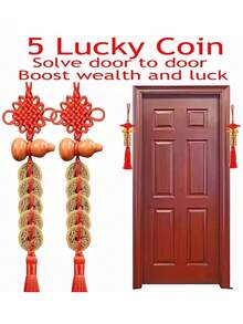 Traditional Chinese Five Emperors Bronze Coin - Feng Shui Wealth Charm, Lucky Car Pendant, Double-Sided Commemorative Coin Badge, Collectible Gift, Handcrafted Auspicious Chinese Brass Coin, Pray For Peace, Suitable For Home And Office Decor - Classic Tassel Design, Perfect Gift For Halloween, Christmas, New Year - Multicolor - View 2