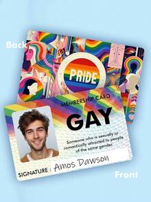 Thẻ Thành viên Trọn đời LGBTQIA+ Tùy chỉnh - Thẻ Tự hào, Có thể in ảnh và thiết kế bạn chọn ở mặt sau. Thẻ ID LGBTQ+ tùy chỉnh, Thẻ Thành viên Trọn đời LGBTQ+ tùy chỉnh, Thẻ Tự hào LGBTQ+ tùy chỉnh, Quà tặng vui nhộn/hài hước, Quà tặng thú vị cho bạn bè và đồng nghiệp, Nhãn dán vui nhộn, Quà tặng hài hước, Đồ dùng học tập, Chuẩn bị năm học mới, Đồ dùng văn phòng phẩm - Nhiều màu - Xem 3