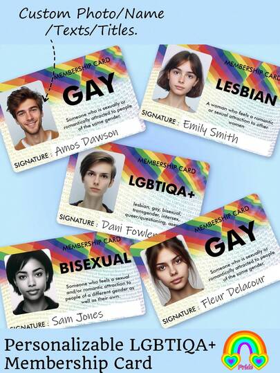 Personalizowana karta członkowska LGBTQIA+ na całe życie – Karta Pride, możliwość nadruku zdjęcia i wybranego wzoru na odwrocie. Personalizowana karta identyfikacyjna +, personalizowana karta członkowska + na całe życie, personalizowana karta + Pride, prezent-żart, zabawny prezent dla przyjaciół i współpracowników, zabawna naklejka, zabawny prezent, artykuły szkolne, powrót do szkoły, artykuły biurowe