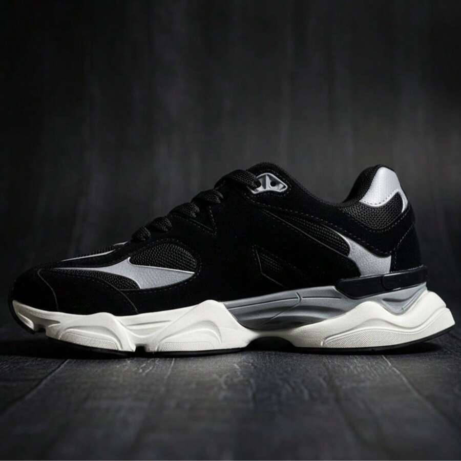 Men's New Release Sporty Soft Robust High-Top Fashionable Sneakers 9000 - 黑色 - 查看 1