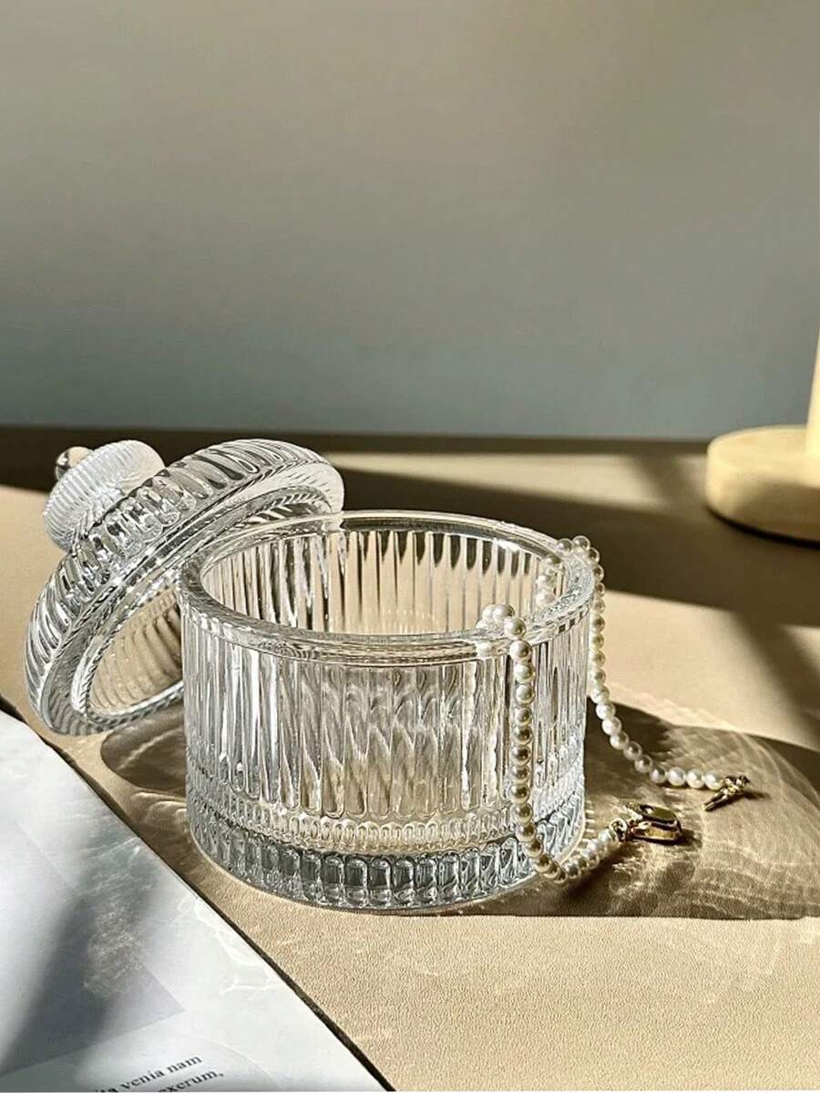 1 Stück transparenter Glas-Aufbewahrungsbehälter, mit Deckel für staubdichte Funktion, kronenförmige Schmuckaufbewahrungsbox zum Aufbewahren von Ringen und Halsketten, Duftkerzenhalter-Behälter, Kronendesign, aus Glas. - Verschiedenfarbig - Übersicht 1