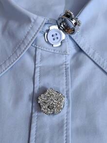 1pc/2pcs Elegant Geometric Pattern Button Set, Shirt Button Set, Clip Button Set, Fashionable Crystal Cufflink Set, Suitable For Tuxedo And Wedding Dress Decoration - Flowers - View 6