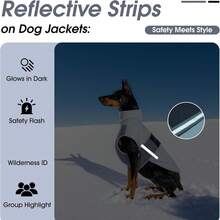 1 pieza Chaqueta de invierno ligera para perros, abrigo impermeable para perros adecuado para perros medianos/grandes, ropa de nieve para mascotas con cuello plegable, rayas reflectantes, orificio para correa y gancho y bucle ajustable - Gris - Ver 6
