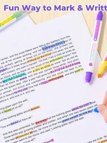 12/6/8 PCS Magic Color-Changing Pens - Dual Tip Pastel Fluorescent Highlighters, Cute Aesthetic Office Supplies For Girl, Back-To-School & Note Planner, Note Planner Pens | Playful Design | Durable Markers, Cute Pens, 0, ., School Supplies - Multicolor - View 8