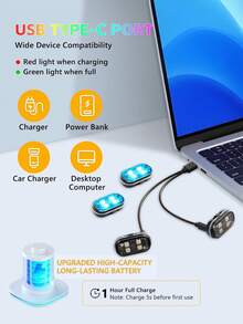 Upgraded Version With 4 LED Beads, 2/4/6 Wireless LED Strobe Light, With Remote Control, 8 Colors, Type-C Rechargeable LED Light, Anti-Collision Warning Light, Suitable For Cars, Motorcycles, Bicycles, Drones, Etc.