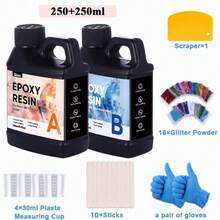 QIAO Bộ nhựa Epoxy 500ml/1000ml tỷ lệ 1:1 - Trong suốt như pha lê, không bị ố vàng, thích hợp để làm trang sức, đồ thủ công DIY và trang trí nhà cửa. - Nhiều màu - Xem 8