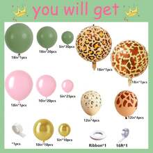 Kit de Arco de Guirnalda de Globos, Adecuado para baby shower, Boda, cumpleaños, Aniversario, Halloween, Navidad y Otras Decoraciones para Fiestas (Estampado animal) - verde claro - Ver 10
