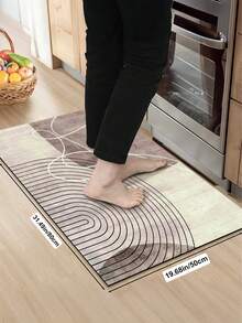 1pc Rubber Material Kitchen Long Runner Rug, Colorful Geometric Print Pattern, Nordic Luxury Style Kitchen Mat, Long Runner Rug For Laundry Room, Thick Fabric With Foot Feel, Easy Care Machine Washable, Practical Entryway Doormat Home Decor, Suitable For Dining Room, Kitchen, Laundry Room, Indoor Entrance, Autumn/Winter Gift - Rust Brown - View 12