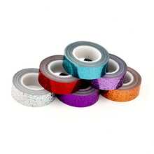 1卷闪光装饰和纸胶带，闪亮全息布胶带，非常适合装饰日记本、剪贴簿、相册、卡片和礼品包装 - 均碼 - 查看 5