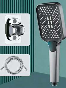 1 pieza Cabezal de ducha cuadrado de alta presión, con grandes orificios de salida de agua, de una sola mano, con alto caudal, rociador de ducha para el hogar, para uso con calentador - Plateado - Ver 9