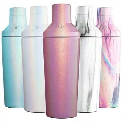 - Juego de coctelera de cóctel con tapa Jigger | Mezclador Martini aislado de acero inoxidable para colas | Regalos para hombres, mujeres, él, ella, colección clásica, 20 onzas, cuarzo(20 oz Brillante: cuarzo rosa (pintura brillante))