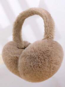 1pc Soft Plush Ear Muffs, Cute Fluffy Ear Warmers, Suitable For Cold Weather, Foldable Winter Accessory, White Ear Muffs - Multicolor - View 13