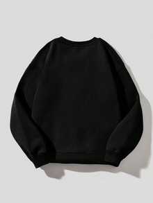 Men's Carolina Panthers Crew Neck Black Long Sleeve Pullover Sweatshirt - 黑色 - 查看 2