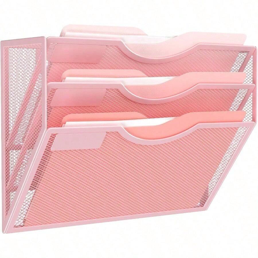 Kuntine.B Organizador de archivos de pared para oficina y hogar organizador de archivos de pared para oficina y hogar negro 3 niveles - 3 niveles rosa - Ver 1
