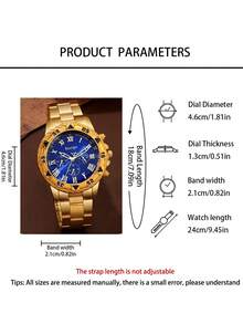 Bộ 2 món đồng hồ nam cao cấp, nhẹ, bao gồm đồng hồ mặt xanh cổ điển, vòng tay bện và dây chuyền dài đính hạt. Thời trang đa năng, lý tưởng cho công việc, đi làm, các buổi họp mặt Giáng sinh, các sự kiện năm mới, lễ tốt nghiệp, v.v. Có sẵn màu bạc và vàng. - Vàng - Xem 5