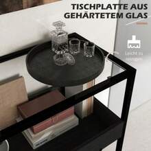 HOMCOM Console Table With 2 Shelves, Entryway Table With Glass Top, Shoe Rack, Steel, Black, 100 X 30 X 78 Cm - Black - View 5