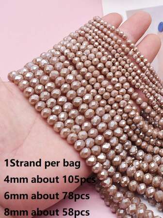 1 cuerda/paquete, cuentas de vidrio gris oscuro de 4/6/8mm, adecuadas para la fabricación de joyas y accesorios DIY