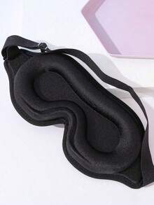 1PC Solid Color Eye Mask, Simple Black Sleep Mask, Suitable For Family, Travel, Bedroom, Travel, Office, School, And Back To School Supplies - 黑色 - 查看 4