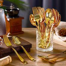 2pcs Gold Plated Cutlery Set, Includes Gold Fork And Gold Spoon, Mirror Polished, Easy To Clean, Reusable, Elegant Flatware Suitable For Weddings, Valentine's Day, Dining Events, Parties, Family Gatherings, High-End Restaurants, Themed Restaurants Or Home Dinners - Multicolor - View 11