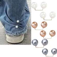 2/6PCS Pearl Multi-Functional Clothing Clips - Jeans Ankle Buckle Chest Anti-Exposure Pin Pants Length Adjuster Anti-Stepping Slipper Buckle | Hot Seller Premium Clothing Accessories - Multicolor - View 9