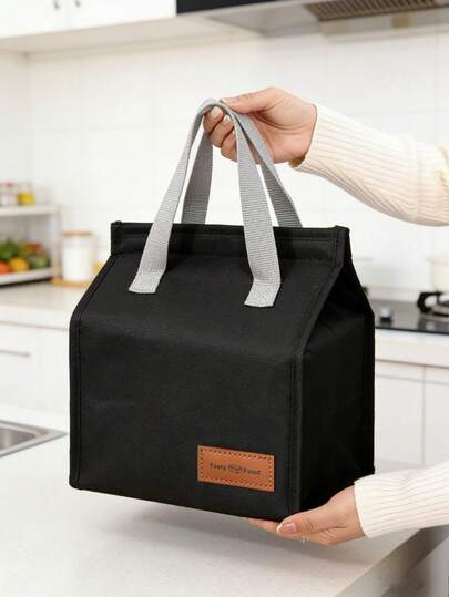 1pc Portable Insulated Lunch Bag, Handheld Lunch Box For Students, Outdoor Picnic, Hook And Loop Closure, Keeps Food Fresh And Flavorful, Waterproof And Insulated Design