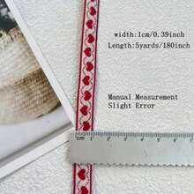 Ruy băng dệt thêu hình trái tim màu đỏ và trắng rộng 1cm, dài 5 thước, nguyên liệu thủ công tự làm cho Ngày Valentine, ruy băng trang trí lãng mạn cho đám cưới, vật liệu gói quà. - Nhiều màu - Xem 6