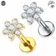 SWANJO 1pc Fashion Titanium CZ Butterfly Stud Earring Piercing Flat Back Tragus Helix Piercing Body Jewelry - TC071 - View 9