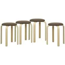 Juego de 4 Taburetes Redondos de Madera Apilables con Asiento Acolchado para Cocina Comedor Dormitorio Marrón - por defecto - Ver 11
