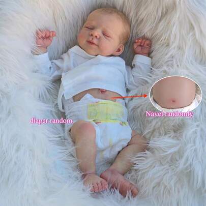 48cm/19in Full Body Soft Vinyl Material Realistic Sleeping Doll, With 3D Lifelike Skin And Visible Veins, Includes Pacifier, Diaper And Bottle, Suitable For Children 3+ Birthday Gift, Accurate Anatomical Structure