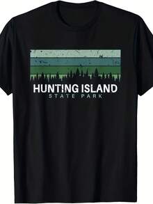 Hunting Island State Park South Carolina Gifts SC T-Shirt 1 pieza Camiseta con estampado de letras de dibujos animados, 220g de algodón puro pesado 100% Camiseta gráfica unisex - Camiseta de algodón suave para uso diario con diseño de impresión genial para hombres y mujeres. - Negro 27 - Ver 1