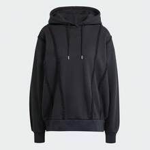 Adidas 女士休闲连帽卫衣，百搭套头衫，适合春秋季穿着 - 黑色 - 查看 1