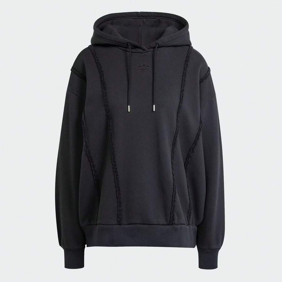 Adidas 女士休闲连帽卫衣，百搭套头衫，适合春秋季穿着 - 黑色 - 查看 1