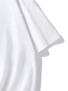 Plus Size Men's Casual Printed Round Neck Short Sleeve T-Shirt, Summer - White - View 2