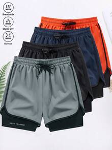 2026 New Men's 7-Inch Running Shorts With Built-In Liner - Boyfriend Style Quick-Dry Workout Shorts, Suitable For Spring/Summer Training, Fitness And Commuting