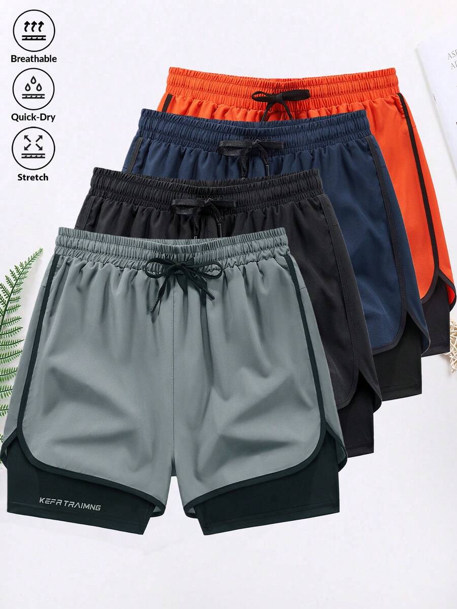 2026 New Men's 7-Inch Running Shorts With Built-In Liner - Boyfriend Style Quick-Dry Workout Shorts, Suitable For Spring/Summer Training, Fitness And Commuting - Light Grey - View 1