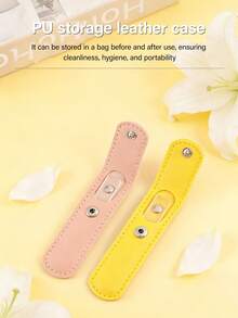 6pcs/2pcs New Nail File Set With Yellow Leather Storage Box And Transparent Nail Files, Suitable For Beginners For Simple Manicure, Mini Double-Sided Tools With Glass Polishing Strip For Shiny Nails, Crystal Nail File Manicure Transparent Tools - Multicolor - View 4