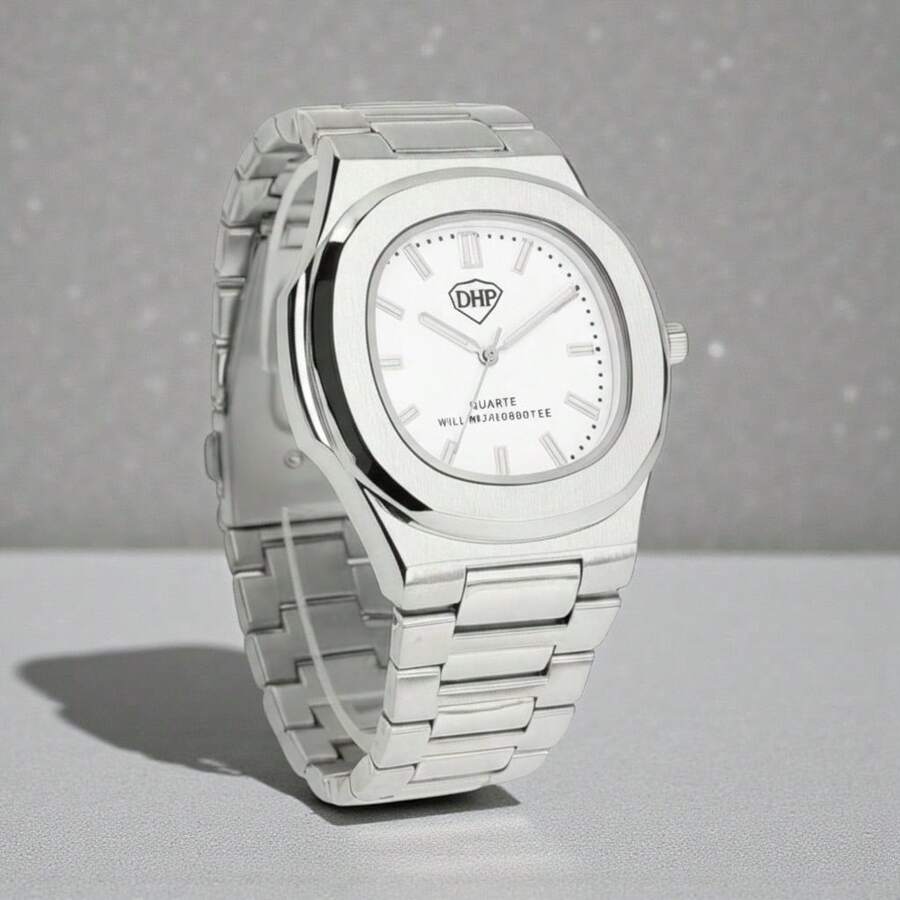 DHP Men's Dress Watch - Assorted Colors, Waterproof. - Black and White - View 1
