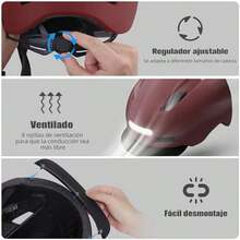 Urban Bicycle Helmet with Rechargeable USB Front and Rear LED Lights, Adjustable and Removable Visor for Travelers - Vino - Ver 4