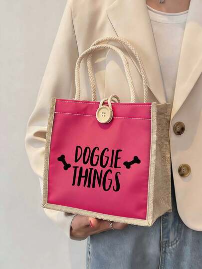 This "DOGGIE THINGS" Letter Rose Red Bone Pattern Printed Tote Bag Set Is A Great Gift For Dogs And Pet Lovers. Featuring A Bone Pattern That Dogs Adore, It's A Wonderful Present For Mothers And Teachers, And Is Also The Perfect Gift For Teachers.