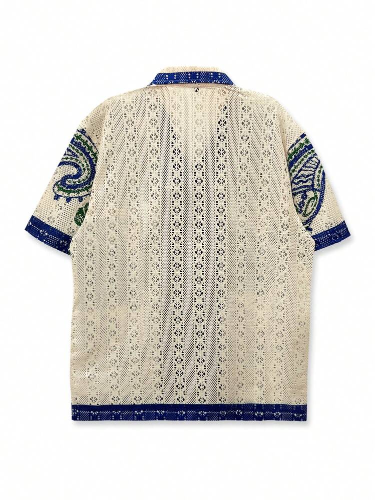 Camisa unisex estampada, parte superior en blanco y negro, patrón geométrico, estilo bohemio y hawaiano, camisas a juego para parejas, cuadros calados, casual y desenfadada, para gente joven, camisa de ocio y vacaciones, regalo del Día de San Valentín, manga corta, hawaiana - Albaricoque - Añade 2