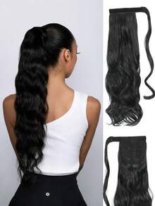 马尾假发片，卷曲波浪造型，夹式假发，环绕式长马尾假发片，合成纤维接发，女士适用，18英寸/24英寸 - 彩色 - 查看 50