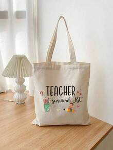 1/2 túi tote in chữ, quà tặng Ngày Nhà giáo, họa tiết hoa dành cho giáo viên, túi quà cưới cá nhân hóa, túi đựng mỹ phẩm, túi mua sắm nhẹ, túi đựng đồ đa năng, phù hợp cho phụ nữ, giáo viên, phù dâu, mùa tựu trường, Ngày Nhà giáo. - Nhiều màu - Xem 22