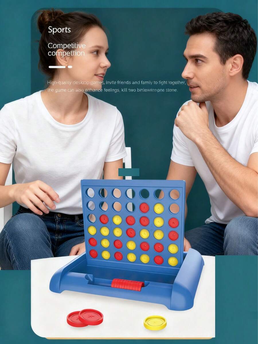 1 Set Permainan Papan 3D Portabel 4-in-A-Row & Tic Tac Toe, Permainan Meja, Multipemain, Cocok untuk Hiburan Kelompok, Dapat Dijadikan Hadiah
