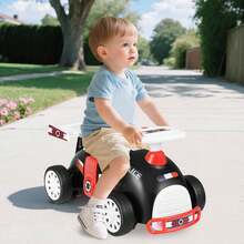 Lifezeal Kids Ride On Push Car With Music Under-Seat Storage Universal Wheels For Boys Girls Black & Red/Black & White/Pink & White - Black and Red - View 3