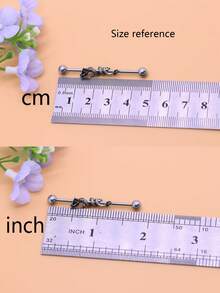 1件装 14G 医用钢工业杠铃耳骨耳环 316L 龙形工业杠铃耳骨耳环 女士身体穿刺饰品 - 銀色 - 查看 3