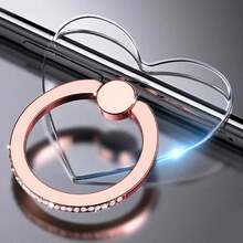 闪亮心形手机指环支架 - 可爱闪亮手机指环支架，适用于所有智能手机，360°旋转支架，便携式手机配件 - 彩色 - 查看 31